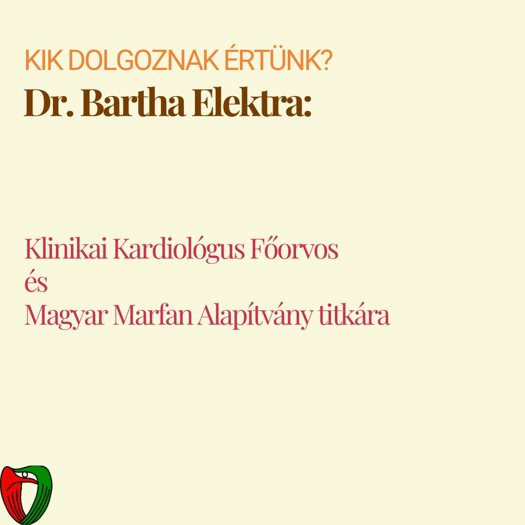 Dr. Bartha Elektra klinikai kardiol�gus f�orvos �s az echokardiographi�s labor vezet�je,
2000 �ta t�lti be titk�ri poz�ci�j�t az Alap�tv�nyn�l.