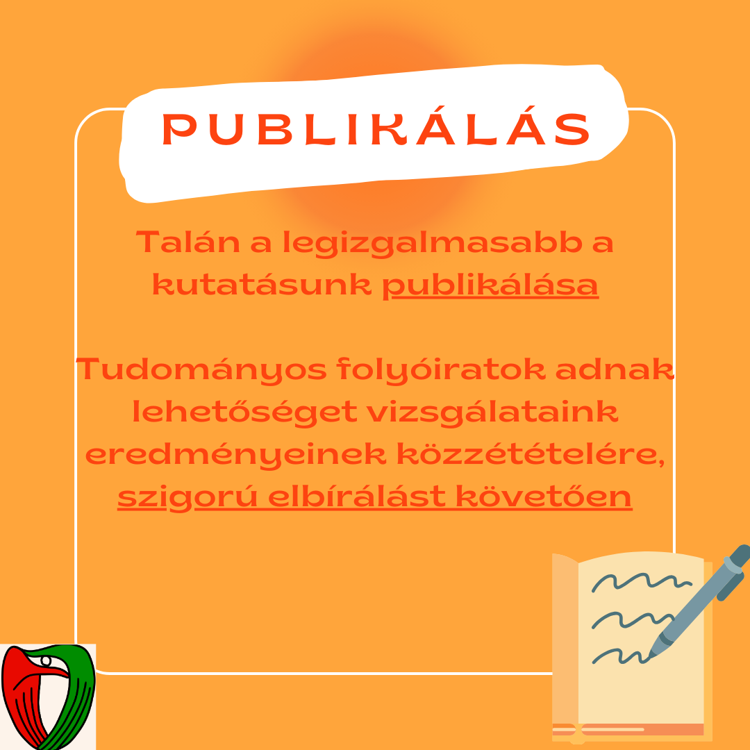 Tal�n a legizgalmasabb a kutat�sunk publik�l�sa. Sz�mos tudom�nyos foly�irat ad lehet�s�get vizsg�lataink hiteles�t�s�re �s kiad�s�ra.